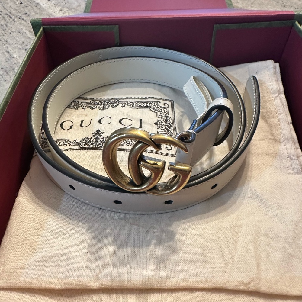 GG MARMONT WHITE GUCCI BELT